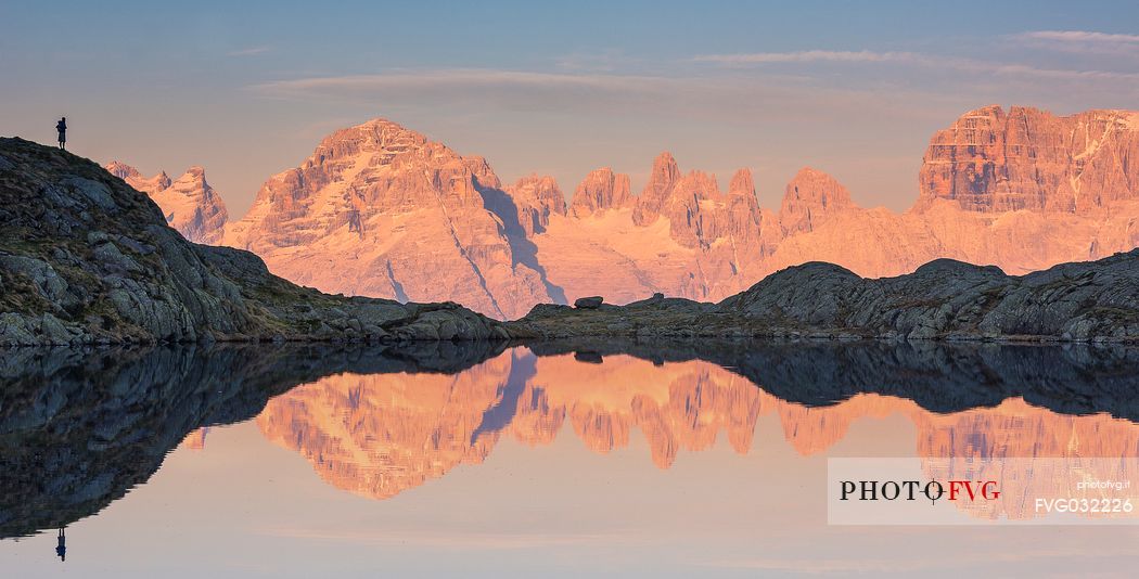 Reflection on Cornisello lake, Dolomites of Brenta,Trentino Alto Adige, Italy