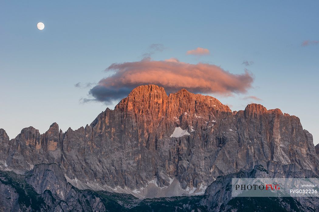 Civetta mountain at sunset from Colle Santa Lucia, dolomites, Italy