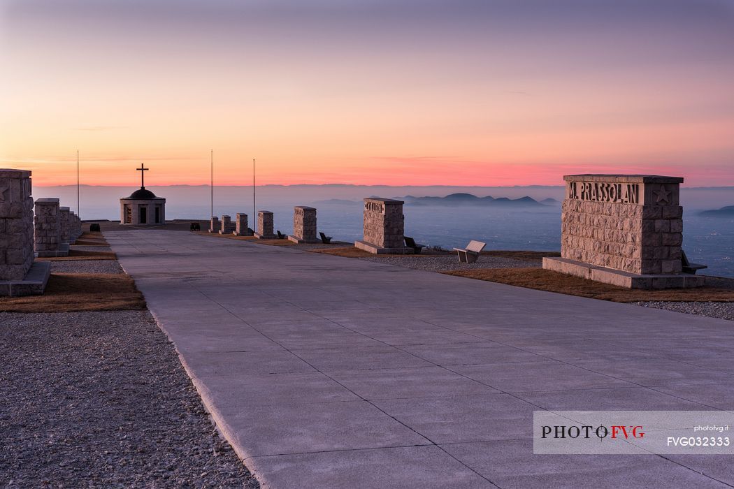 First world war memorial, sunrise from Cima Grappa mount, Crespano del Grappa, Italy