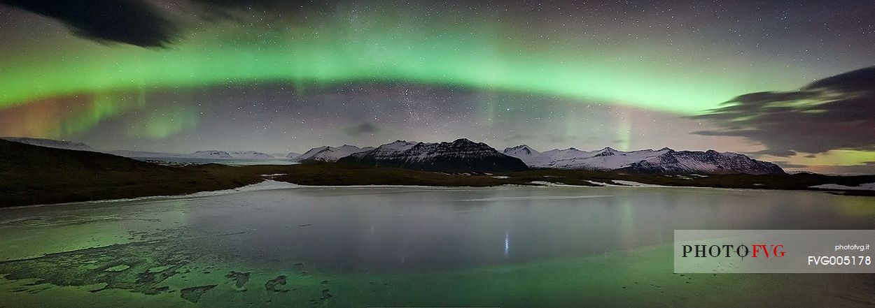 Aurora Borealis in Jokulsarlon lagoon
