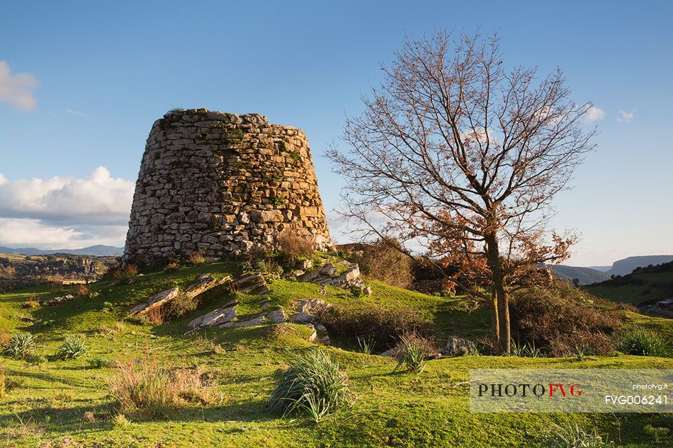 Typical Sardinian Nuraghe taken at sunset in the Barbagia of Seulo