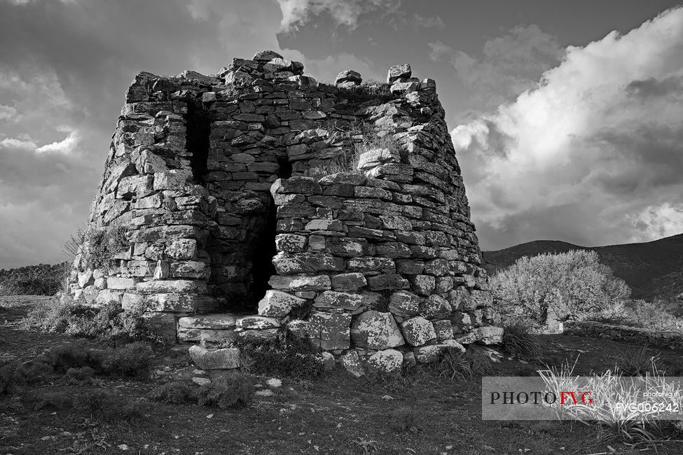 Typical Sardinian Nuraghe taken at sunset in the Barbagia of Seulo