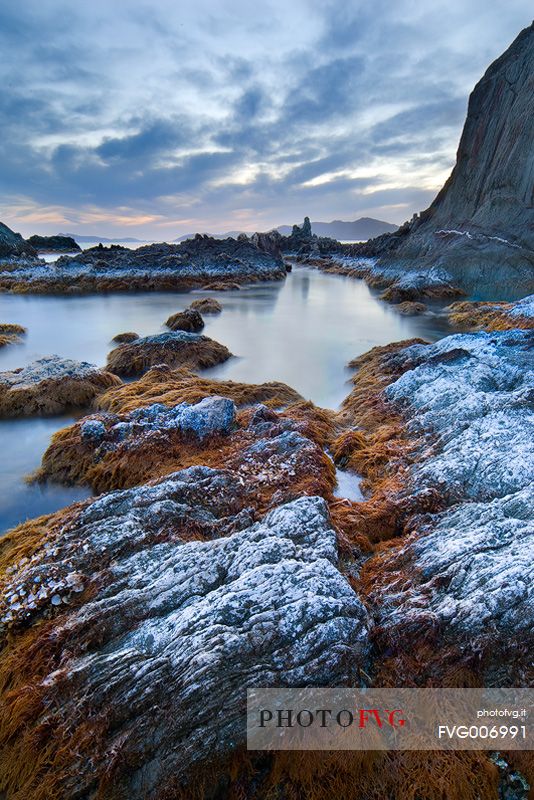 Low tide and sea salt makes abnormal and special the rocks in places Campionna, Southern Sardinia, Teulada, Sulcis-Iglesiente, Sardinia, Italy