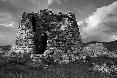 Typical Sardinian Nuraghe taken at sunset in the Barbagia of Seulo