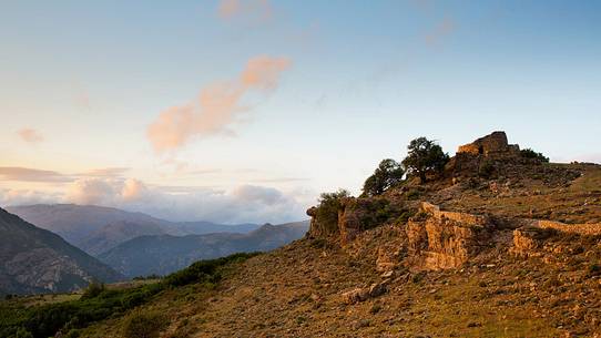 Nuraghe Ardasai in the middle of Sardina, at sunset