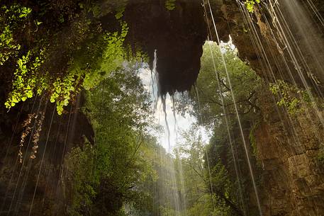 Barbagia, in the heart of Sardinia, a small waterfall called Barbagia, in the heart of Sardinia, a small waterfall called