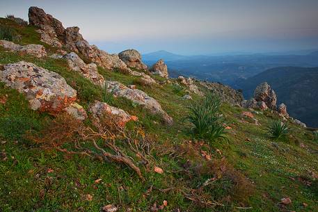 Perdedu Mount at sunset. This is one of the wildest and most fascinating region of Sardinia in the Gennargentu and Gulf of Orosei National Park. Barbagia di Seulo, Seulo, Cagliari, Sardegna, Sardinia, Italy, Italia