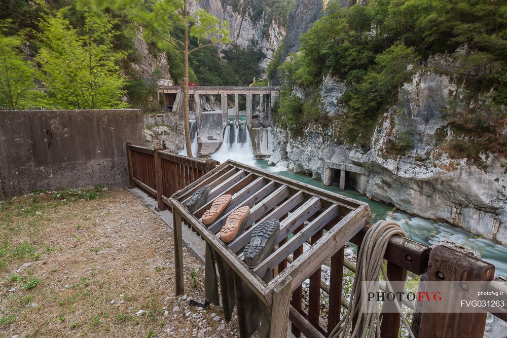 Hydroelectric power plant in the Cellina natural Reserve, Friulane dolomites, Friuli Venezia Giulia, Italy.