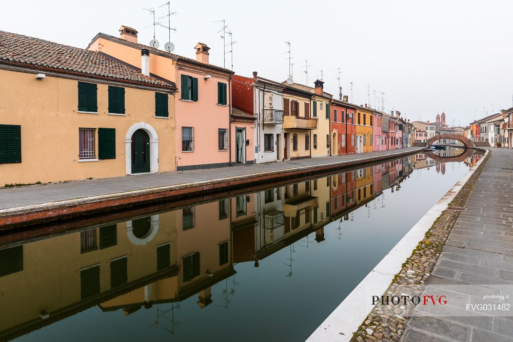 Typical houses in Comacchio town, Ferrara, Emilia Romagna, Italy