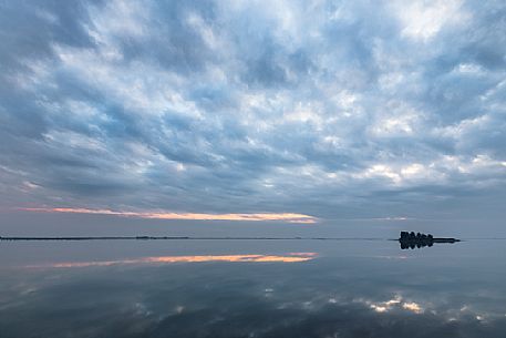 Sunset on the lagoon of Grado, Gorizia, Italy