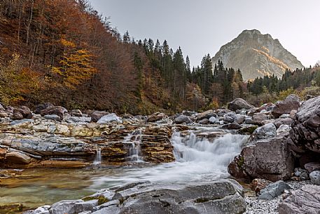 Slizza river in the autumn, Tarvisio, Friuli Venezia Giulia, Italy