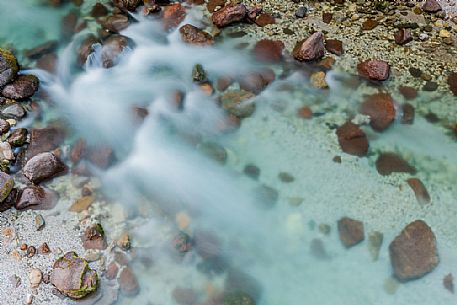 Detail of Slizza gorge or Orrido dello Slizza in the Julian Alps, Tarvisio, Friuli Venezia Giulia, Italy.