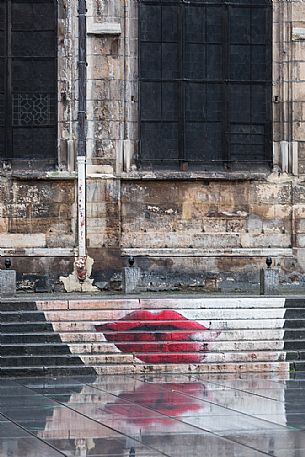 Street art mural on Place Igor Stravinsky near the Centre Georges Pompidou museum, Beaubourg, Paris, France.