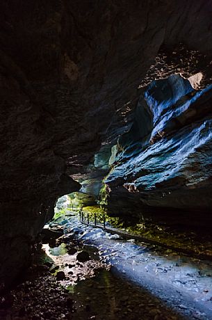 Path inside the Green Caves of Pradis, Clauzetto, Friuli Venezia Giulia, Italy.