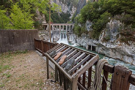 Hydroelectric power plant in the Cellina natural Reserve, Friulane dolomites, Friuli Venezia Giulia, Italy. Hydroelectric power plant in the Cellina natural Reserve, Friulane dolomites, Friuli Venezia Giulia, Italy.