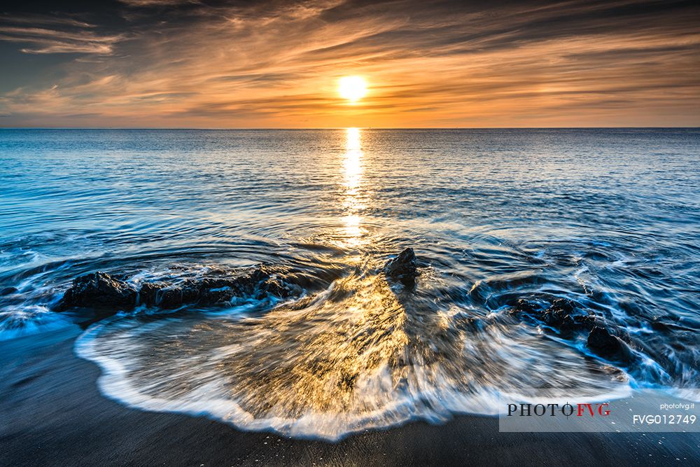 Sunrise by Playa Matagorda, Puerto del Carmen, Lanzarote, Canary islands, Spain, Europe