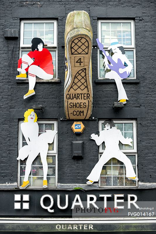 Typical exterior facade of a shop in Camden Town, London, England, United Kingdom, Europe