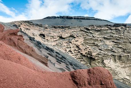 Difference of volcanic soils near El Golfo, Lanzarote, Canary islands, Spain, Europe