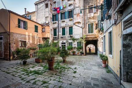 Small square in Venice, Veneto, Italy, Europe