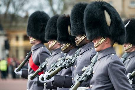 The changing of the guard ceremony at Buckingham Palace is the most popular visitor attraction in London, England, United Kingdom, Europe