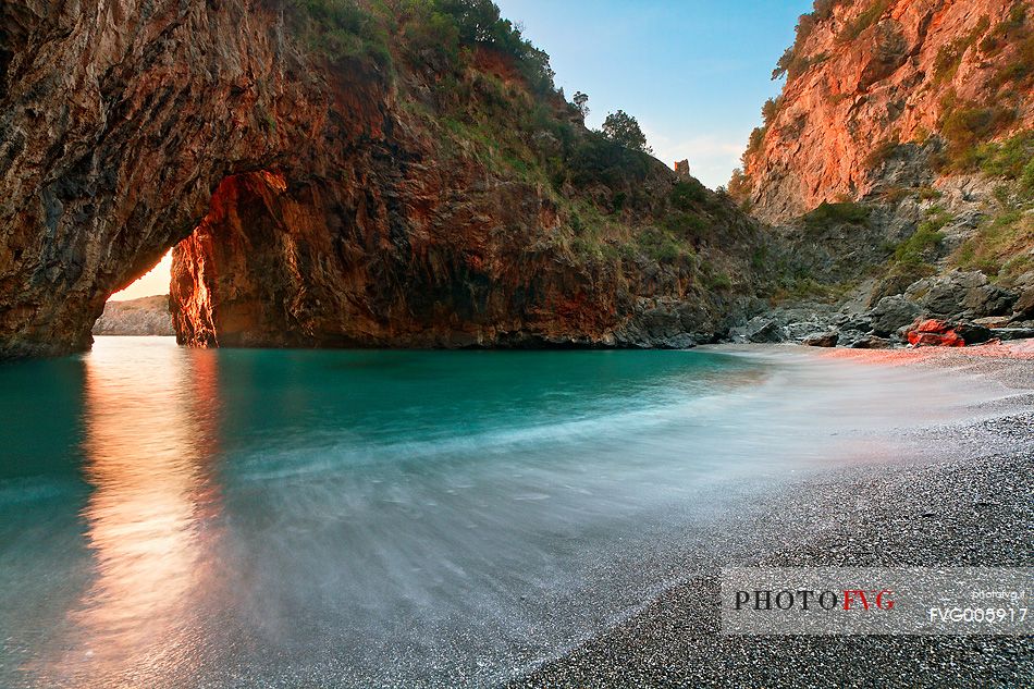 Sunset at the beach of Arcomagno, Cedri Coast