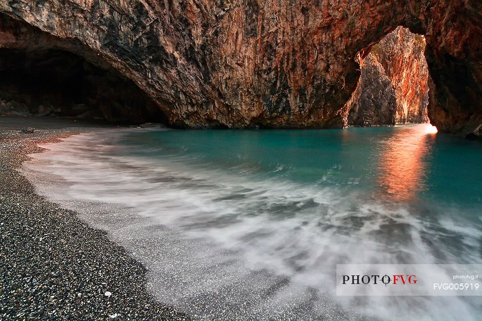 Sunset at the beach of Arcomagno, Cedri Coast