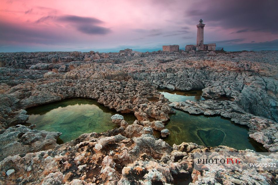 The lighthouse on the cliffs of Capo Murro di Porco, Plemmirio Natural Reserve