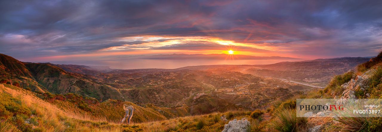 The Strait of Messina taken at sunset