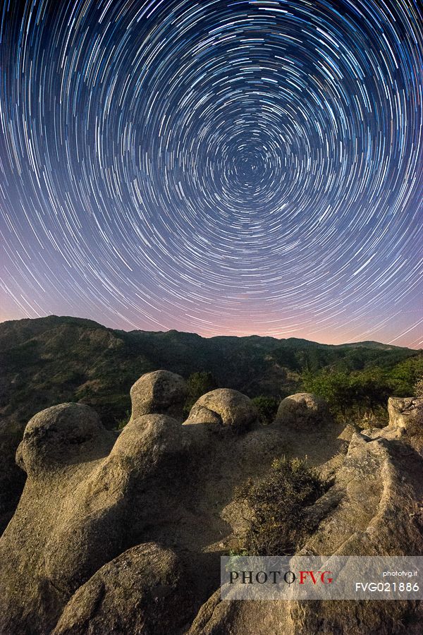 Star trails at Caldaie del Latte, Aspromonte, Calabria, Italy