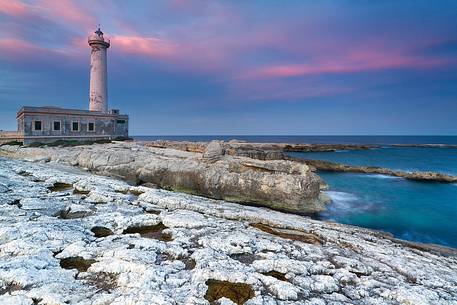 The Santa Croce Lighthouse in Augusta, taken at sunset