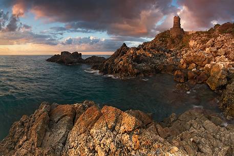 Sunset at Ruggiero Tower in Bagnara Calabria