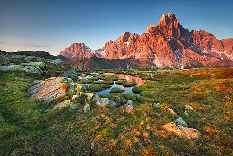 The group of the Pale di San Martino photographed the last light of day The group of the Pale di San Martino photographed the last light of day