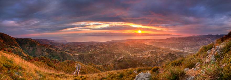 The Strait of Messina taken at sunset