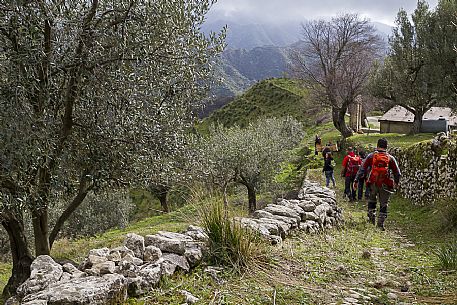 Group of hikers along the Edward Lear path