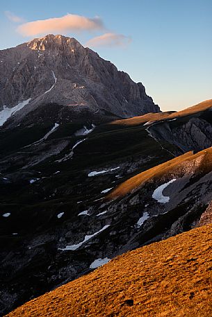 The Great horn or Corno Grande of the Gran Sasso d'Italia mount, Campo Imperatore, Gran Sasso national park, apennines, Abruzzo, Italy, Europe The Great horn or Corno Grande of the Gran Sasso d'Italia mount, Campo Imperatore, Gran Sasso national park, apennines, Abruzzo, Italy, Europe