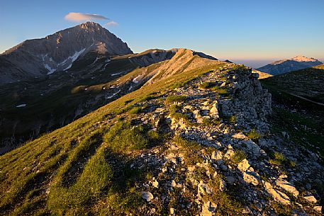 The Great horn or Corno Grande of the Gran Sasso d'Italia mount, Campo Imperatore, Gran Sasso national park, apennines, Abruzzo, Italy, Europe The Great horn or Corno Grande of the Gran Sasso d'Italia mount, Campo Imperatore, Gran Sasso national park, apennines, Abruzzo, Italy, Europe