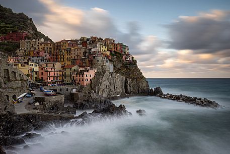 The village of Manarola at sunrise, Cinque Terre national park, Liguria, Italy, Europe The village of Manarola at sunrise, Cinque Terre national park, Liguria, Italy, Europe