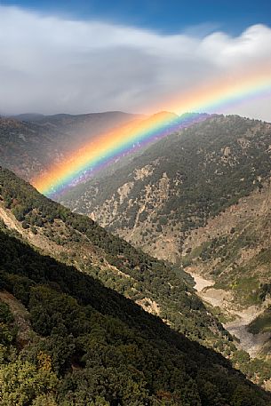 Rainbow on the Butramo river, Aspromonte national park, Calabria, Italy, Europe
