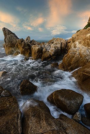 The Briatico rocks photographed at sunset, Costa degli Dei, Sant'Eufemia gulf, Vibo Valentia, Calabria, Italy, Europe The Briatico rocks photographed at sunset, Costa degli Dei, Sant'Eufemia gulf, Vibo Valentia, Calabria, Italy, Europe
