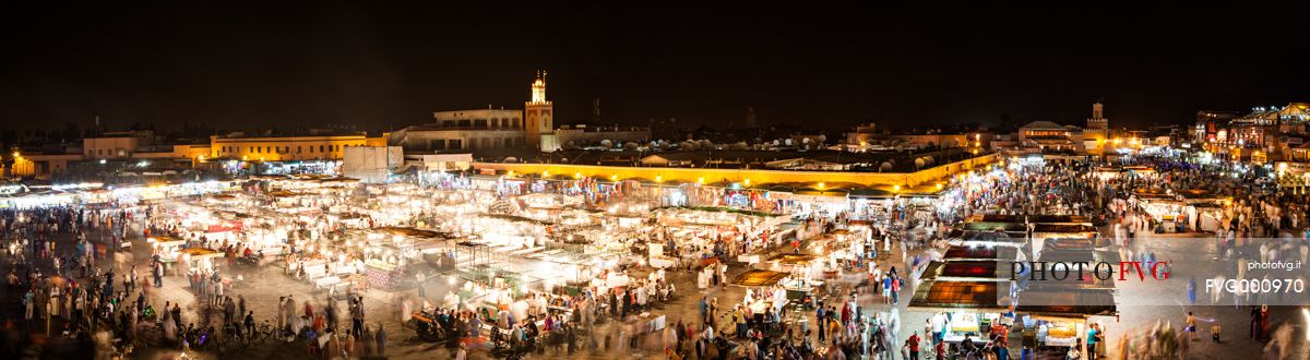 The lights and the life of the Jemaa El Fna, the main square in Marrakech