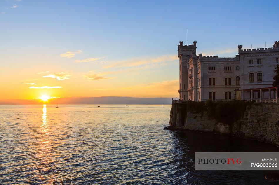 Miramare Castle at sunset