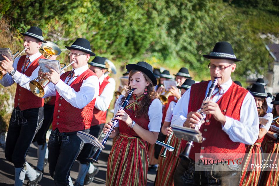 Austrian band plays during the commemoration of the fallen Cima Grappa