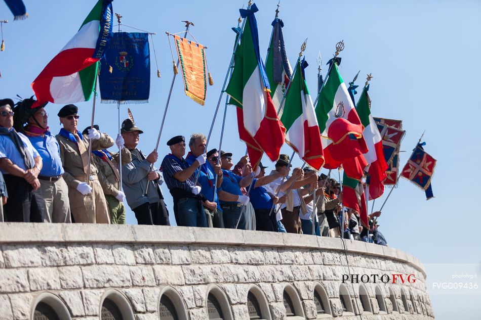 Tricolore flags raised during the commemoration of the fallen Cima Grappa