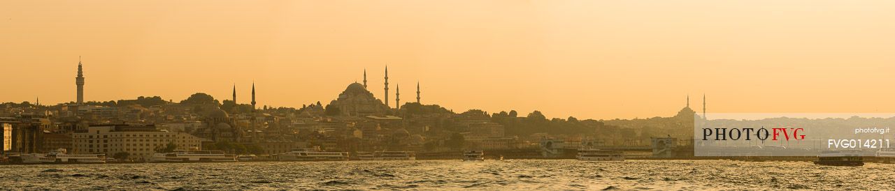 Istanbul skyline seen from the Bosphorus Strait