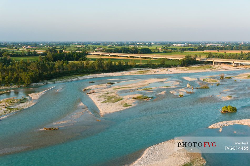 Piave river, aerial view