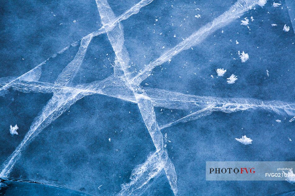 Ice detail at Fusine Lakes, Julian Alps, Italy