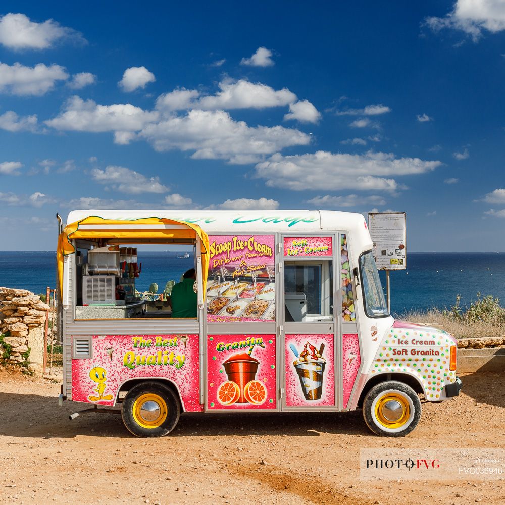 Ice cream van at St. Peter's Pool, Malta