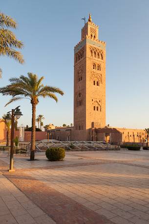 The minaret of the Koutoubia Mosque in Marrakech, Morocco