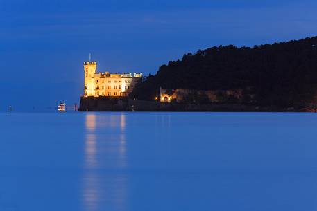 Miramare Castle at dusk