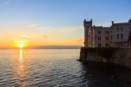 Miramare Castle at sunset